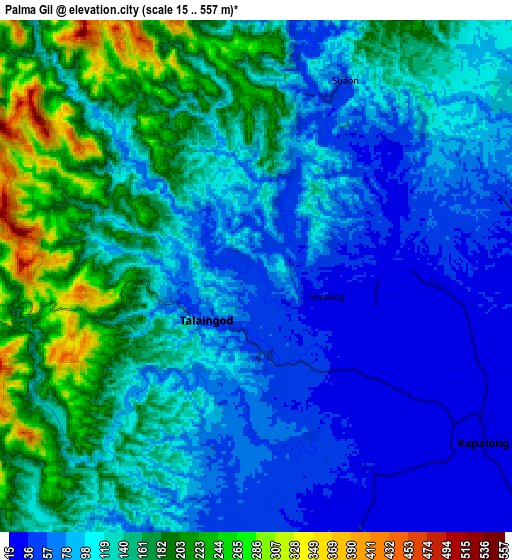 Zoom OUT 2x Palma Gil, Philippines elevation map