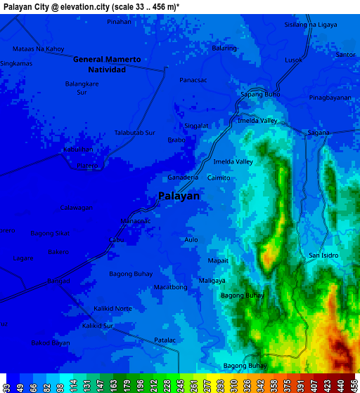 Zoom OUT 2x Palayan City, Philippines elevation map