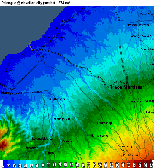 Zoom OUT 2x Palangue, Philippines elevation map