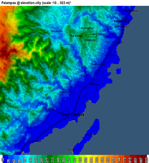 Zoom OUT 2x Palampas, Philippines elevation map