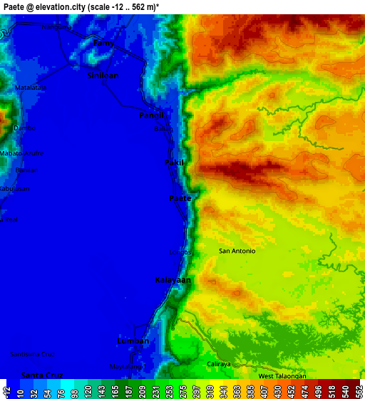 Zoom OUT 2x Paete, Philippines elevation map