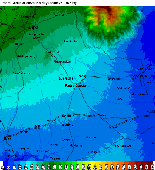 Zoom OUT 2x Padre Garcia, Philippines elevation map