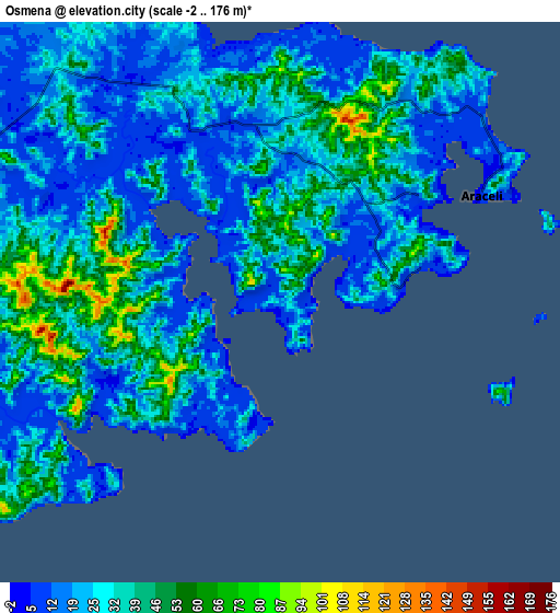 Zoom OUT 2x Osmeña, Philippines elevation map