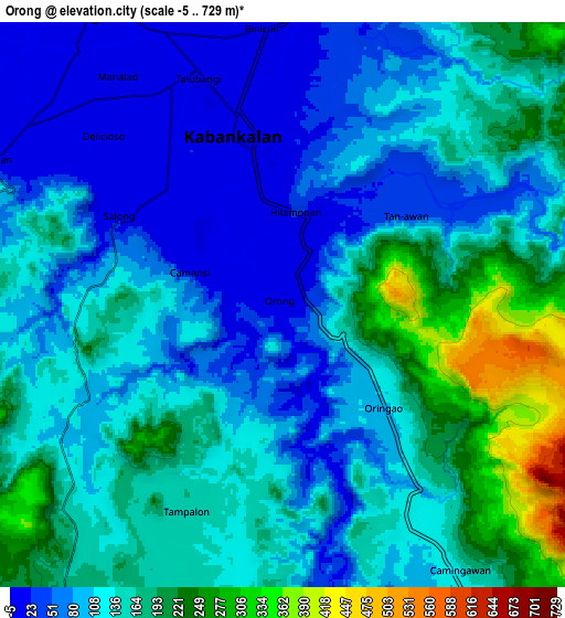 Zoom OUT 2x Orong, Philippines elevation map