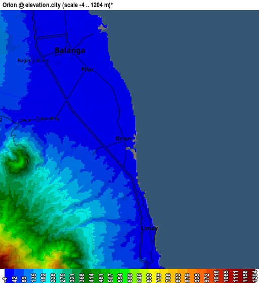 Zoom OUT 2x Orion, Philippines elevation map