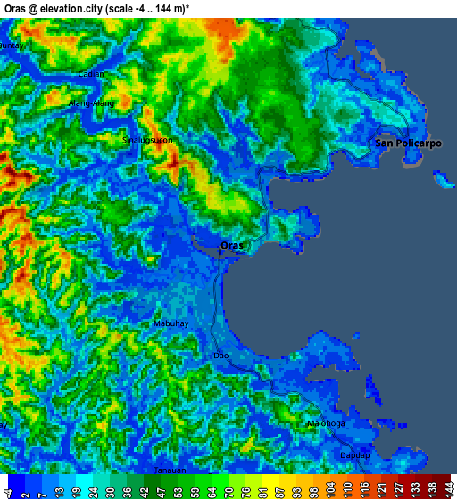 Zoom OUT 2x Oras, Philippines elevation map