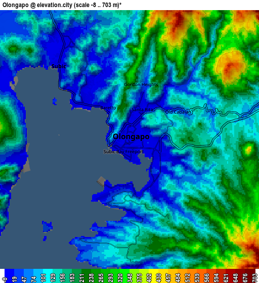 Zoom OUT 2x Olongapo, Philippines elevation map