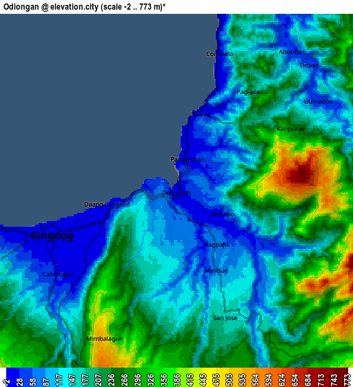 Zoom OUT 2x Odiongan, Philippines elevation map