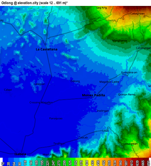 Zoom OUT 2x Odiong, Philippines elevation map