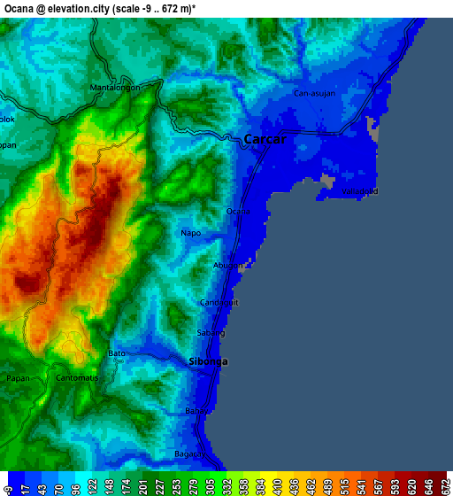 Zoom OUT 2x Ocaña, Philippines elevation map