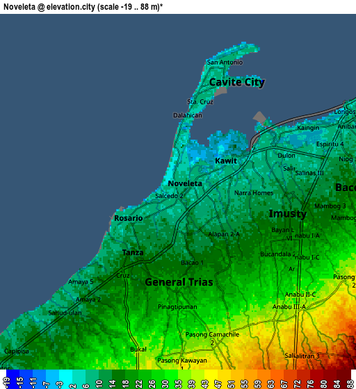 Zoom OUT 2x Noveleta, Philippines elevation map
