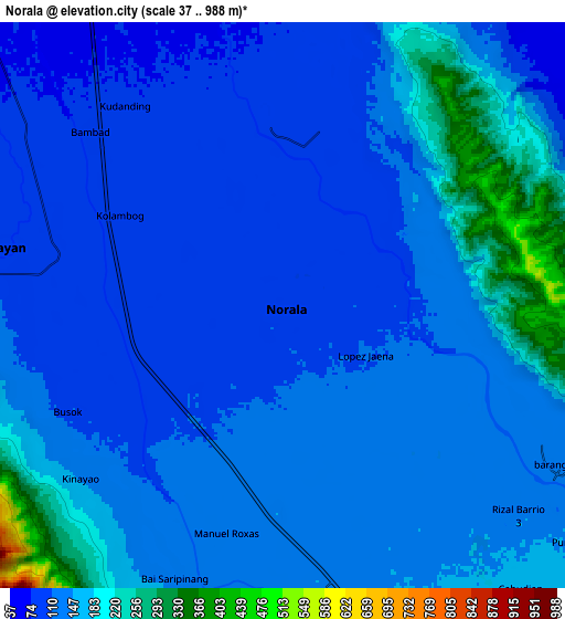 Zoom OUT 2x Norala, Philippines elevation map