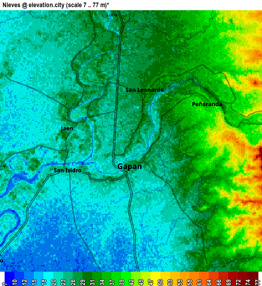 Zoom OUT 2x Nieves, Philippines elevation map
