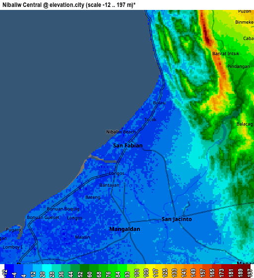 Zoom OUT 2x Nibaliw Central, Philippines elevation map