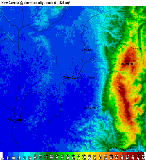 Zoom OUT 2x New Corella, Philippines elevation map