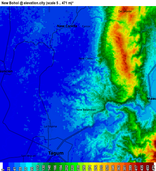 Zoom OUT 2x New Bohol, Philippines elevation map