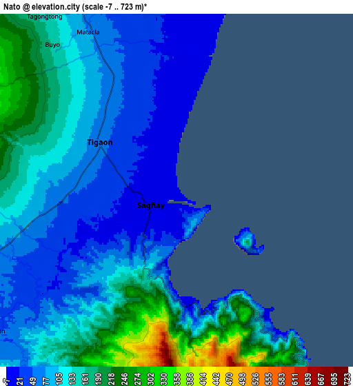 Zoom OUT 2x Nato, Philippines elevation map