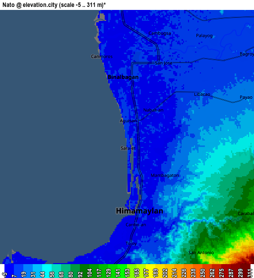 Zoom OUT 2x Nato, Philippines elevation map