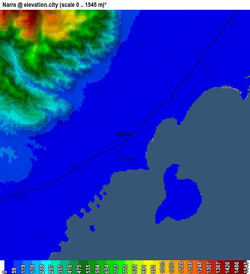 Zoom OUT 2x Narra, Philippines elevation map