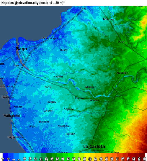 Zoom OUT 2x Napoles, Philippines elevation map