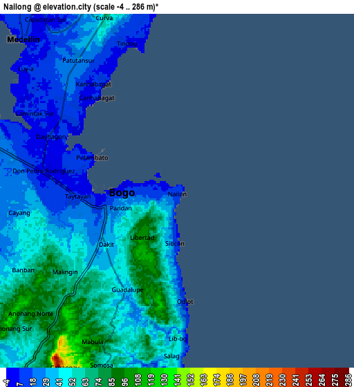 Zoom OUT 2x Nailong, Philippines elevation map