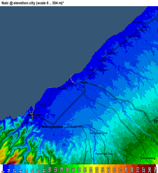 Zoom OUT 2x Naic, Philippines elevation map