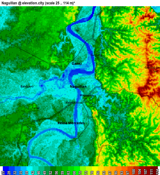 Zoom OUT 2x Naguilian, Philippines elevation map