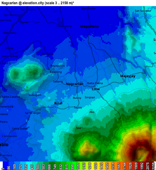 Zoom OUT 2x Nagcarlan, Philippines elevation map