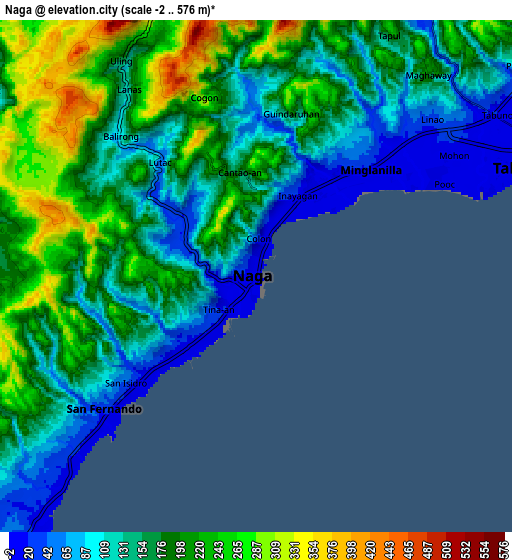 Zoom OUT 2x Naga, Philippines elevation map