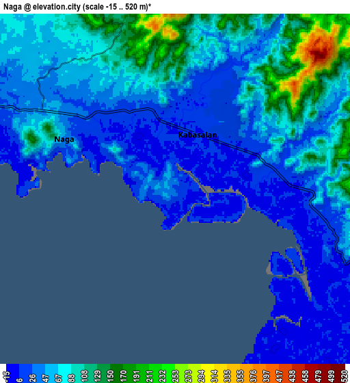 Zoom OUT 2x Naga, Philippines elevation map