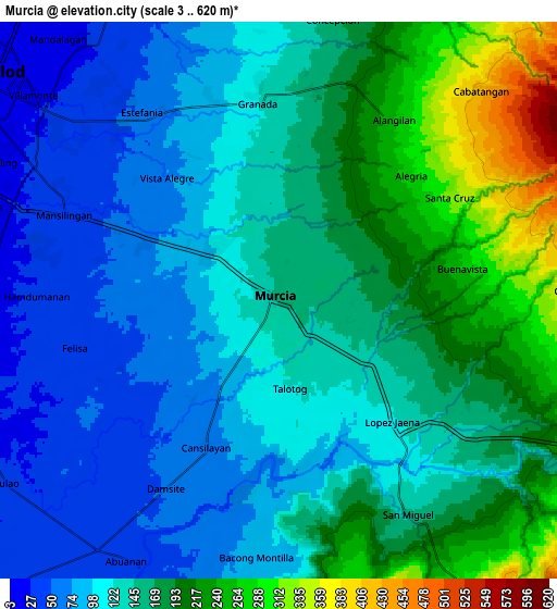 Zoom OUT 2x Murcia, Philippines elevation map