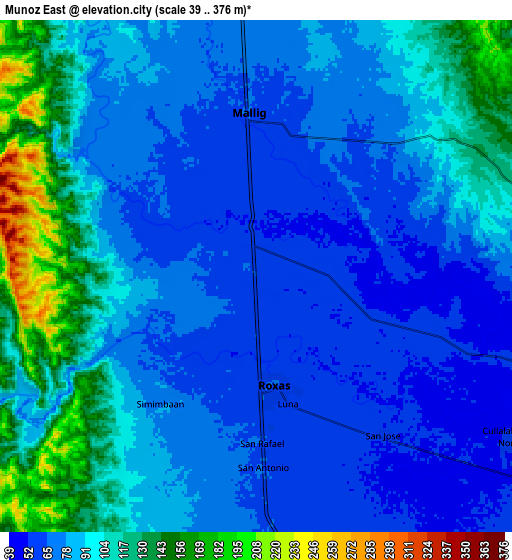 Zoom OUT 2x Muñoz East, Philippines elevation map