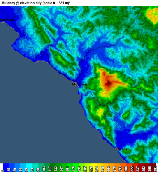 Zoom OUT 2x Mulanay, Philippines elevation map