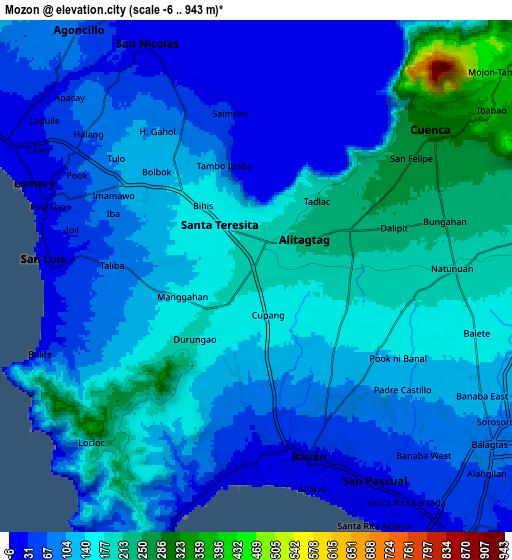 Zoom OUT 2x Mozon, Philippines elevation map