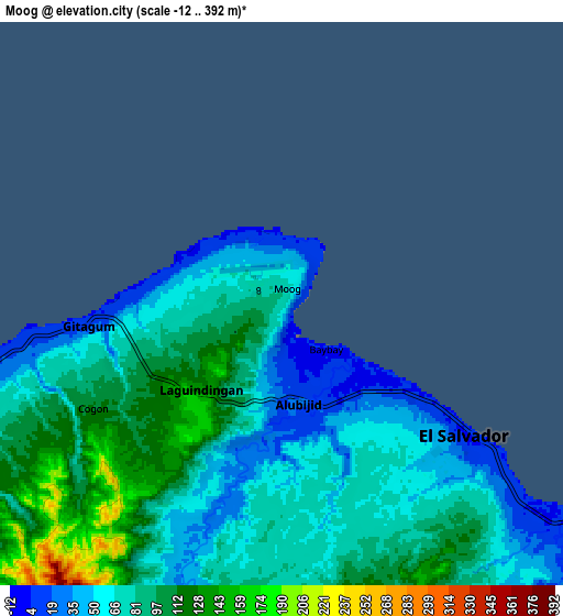 Zoom OUT 2x Moog, Philippines elevation map