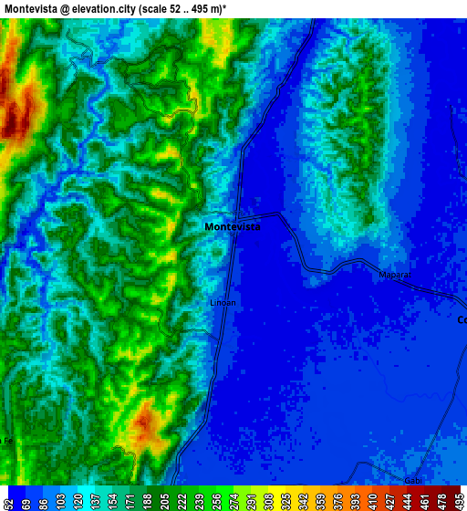 Zoom OUT 2x Montevista, Philippines elevation map