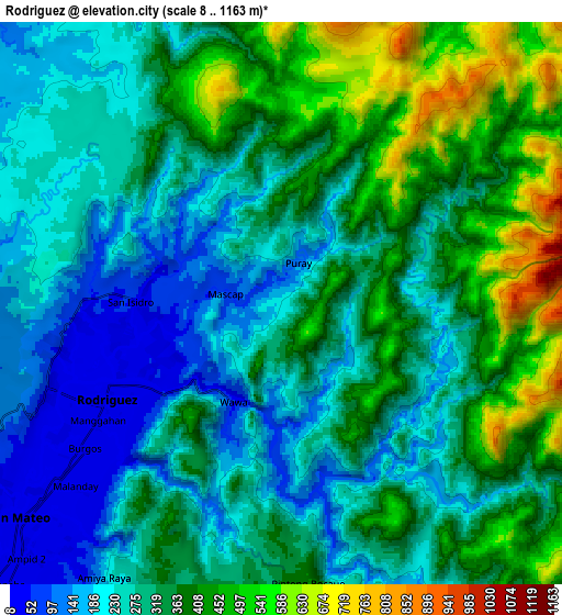 Zoom OUT 2x Rodriguez, Philippines elevation map