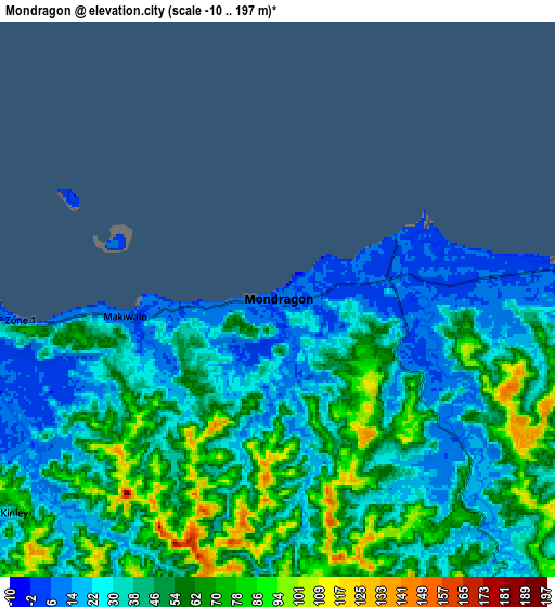 Zoom OUT 2x Mondragon, Philippines elevation map