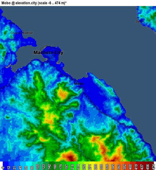 Zoom OUT 2x Mobo, Philippines elevation map