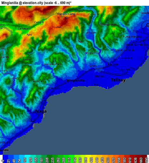 Zoom OUT 2x Minglanilla, Philippines elevation map