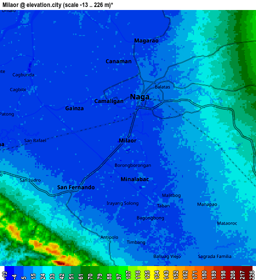 Zoom OUT 2x Milaor, Philippines elevation map