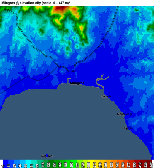 Zoom OUT 2x Milagros, Philippines elevation map