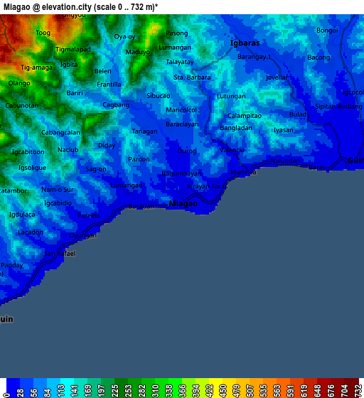 Zoom OUT 2x Miagao, Philippines elevation map