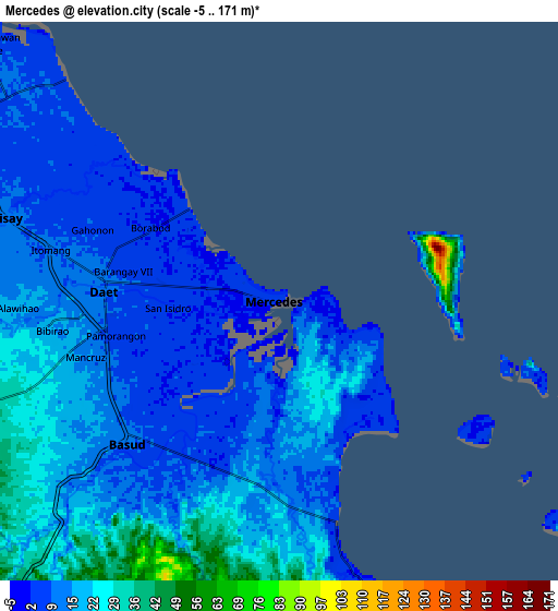 Zoom OUT 2x Mercedes, Philippines elevation map