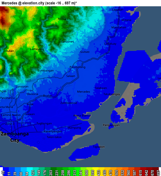 Zoom OUT 2x Mercedes, Philippines elevation map