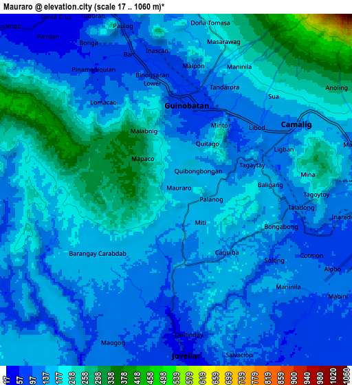 Zoom OUT 2x Mauraro, Philippines elevation map