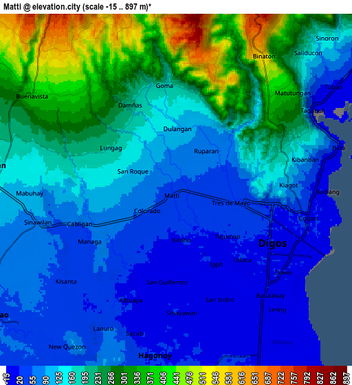 Zoom OUT 2x Matti, Philippines elevation map