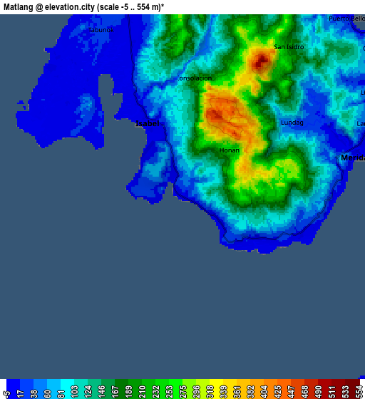 Zoom OUT 2x Matlang, Philippines elevation map