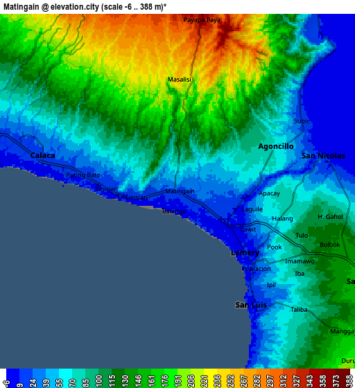 Zoom OUT 2x Matingain, Philippines elevation map