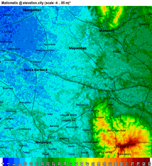 Zoom OUT 2x Maticmatic, Philippines elevation map